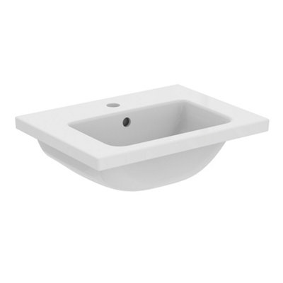 Ideal Standard I.life S Gloss White Rectangular Wall-Mounted Vanity Basin (W)50Cm